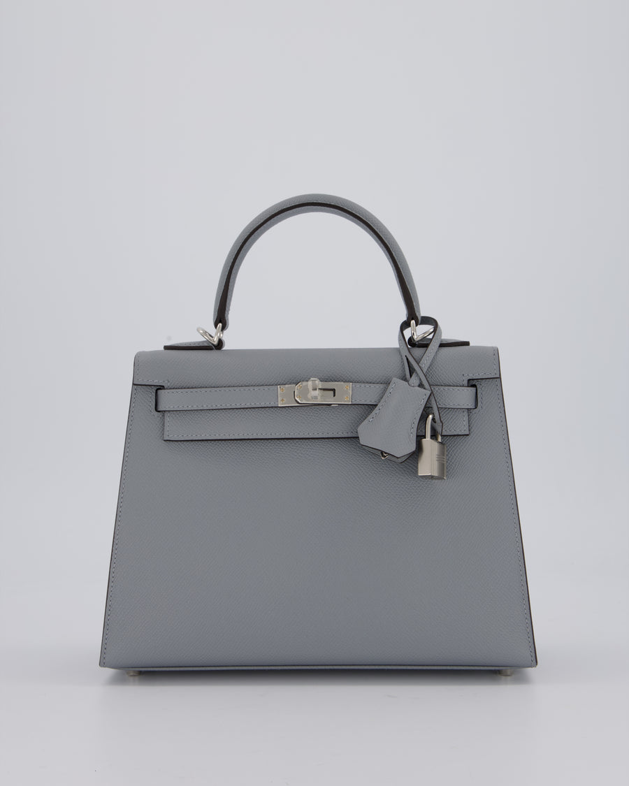 Hermès Kelly 25 Sellier Bag in Gris Pantin Epsom Leather with Palladium Hardware