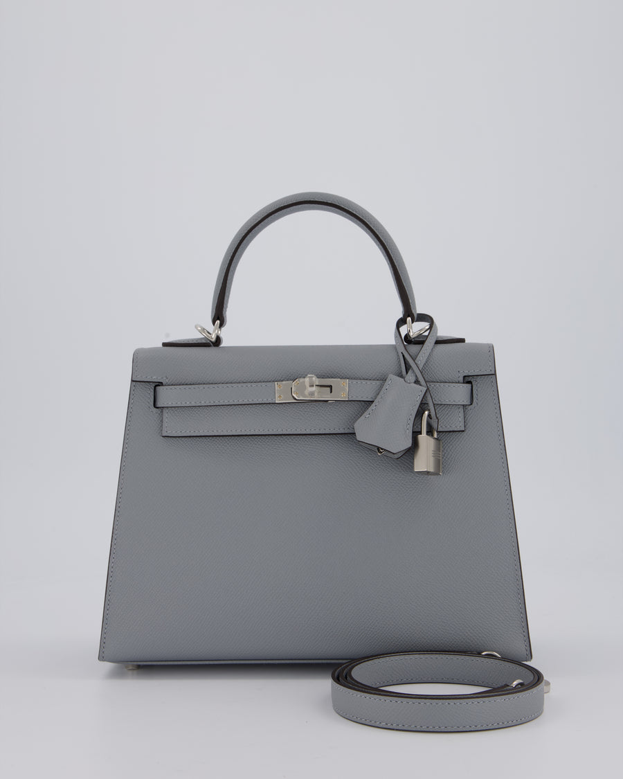 Hermès Kelly 25 Sellier Bag in Gris Pantin Epsom Leather with Palladium Hardware