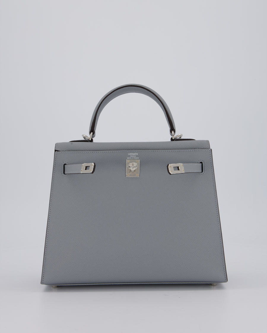 Hermès Kelly 25 Sellier Bag in Gris Pantin Epsom Leather with Palladium Hardware