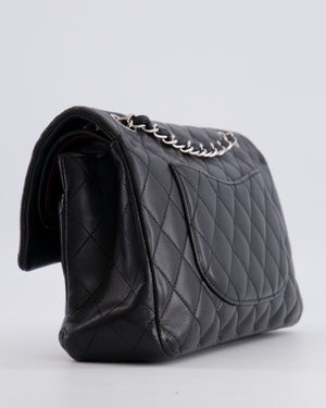 Chanel Medium Black Classic Double Flap Bag in Lambskin Leather with Silver Hardware