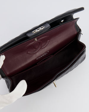 Chanel Medium Black Classic Double Flap Bag in Lambskin Leather with Silver Hardware