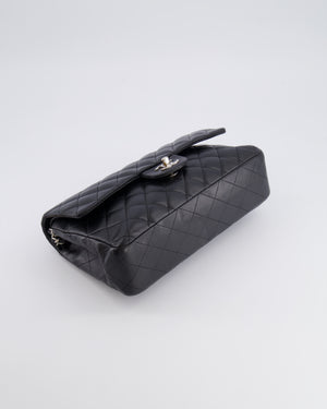 Chanel Medium Black Classic Double Flap Bag in Lambskin Leather with Silver Hardware