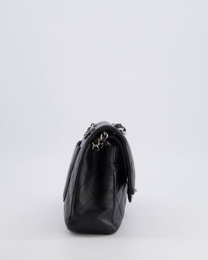Chanel Medium Black Classic Double Flap Bag in Lambskin Leather with Silver Hardware