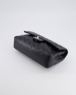 Chanel Medium Black Classic Double Flap Bag in Lambskin Leather with Silver Hardware