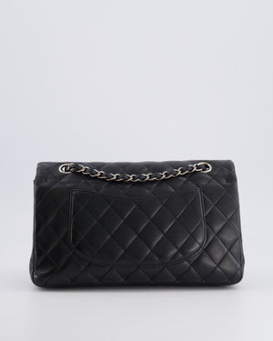Chanel Medium Black Classic Double Flap Bag in Lambskin Leather with Silver Hardware