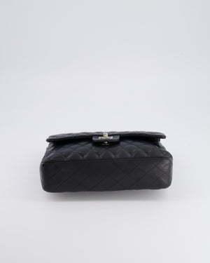 Chanel Medium Black Classic Double Flap Bag in Lambskin Leather with Silver Hardware