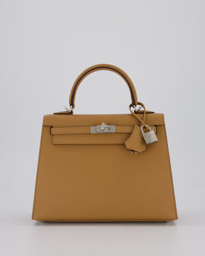 Hermès Kelly 25 Sellier Bag in Biscuit Epsom Leather with Palladium Hardware