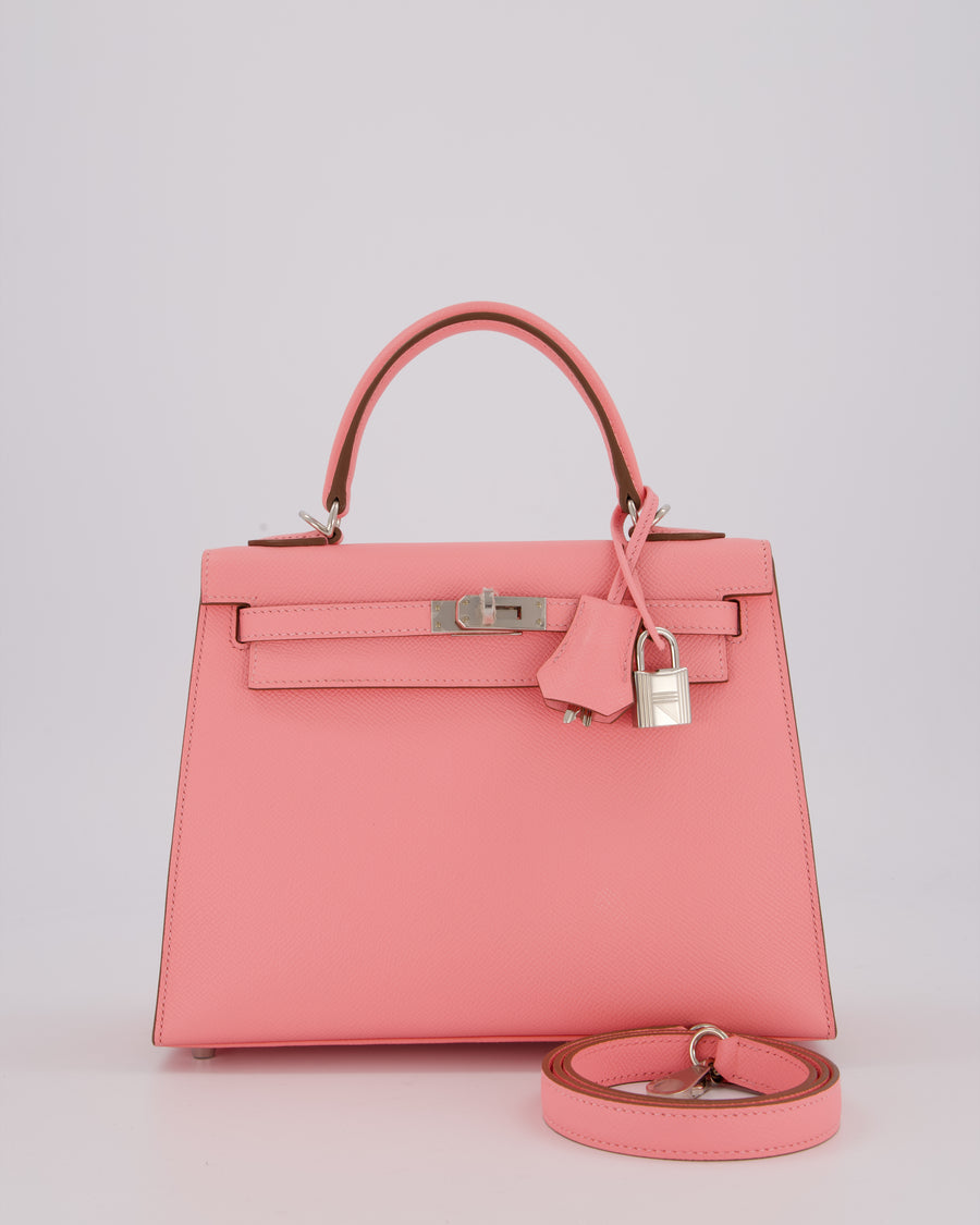*RARE* Hermès Kelly 25 Sellier Bag in Rose Confetti in Epsom Leather with Palladium Hardware