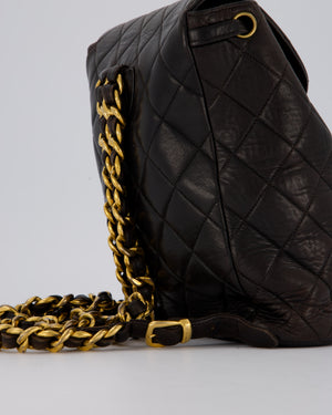 Chanel Dark Brown Vintage Medium Duma Backpack Bag in Lambskin Leather with 24K Gold Hardware
