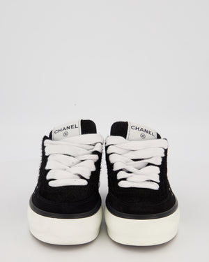 Chanel Black Suede Trainers with CC Logo Detail Size EU 37