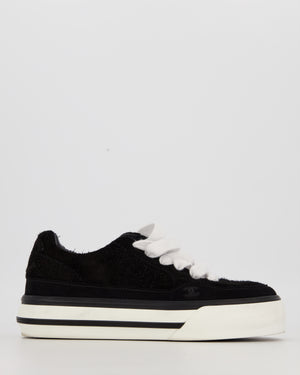 Chanel Black Suede Trainers with CC Logo Detail Size EU 37