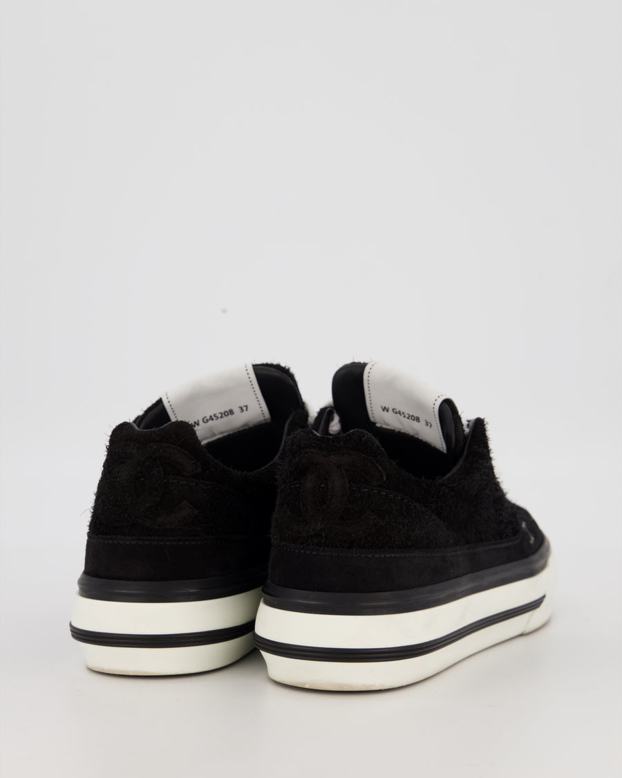 Chanel Black Suede Trainers with CC Logo Detail Size EU 37