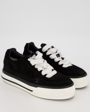 Chanel Black Suede Trainers with CC Logo Detail Size EU 37