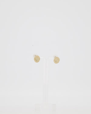 Chanel Champagne Gold Coin Earrings with CC Logo Rue Cambon