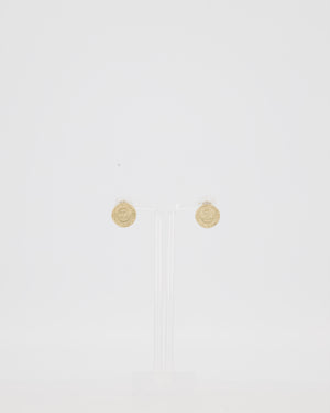 Chanel Champagne Gold Coin Earrings with CC Logo Rue Cambon