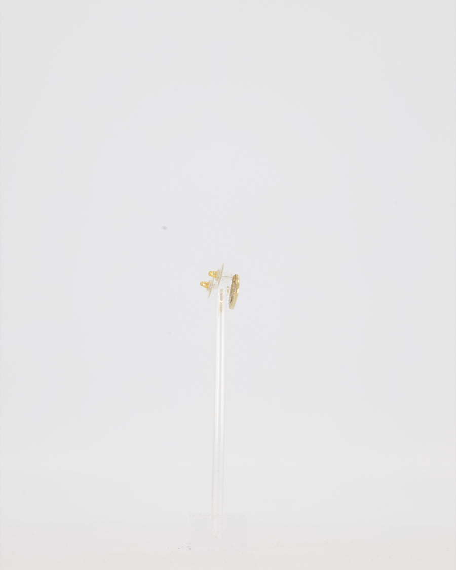 Chanel Champagne Gold Coin Earrings with CC Logo Rue Cambon