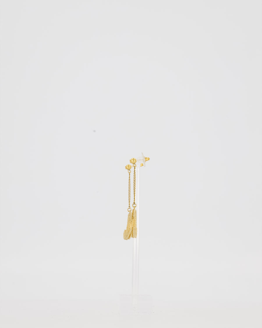 Chanel Gold Baroque CC Logo Large Drop Earrings
