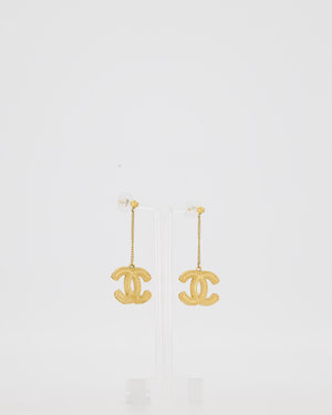 Chanel Gold Baroque CC Logo Large Drop Earrings