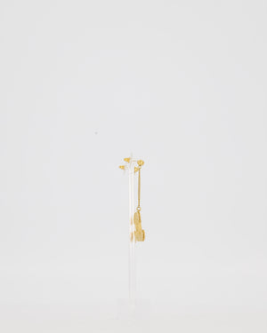 Chanel Gold Baroque CC Logo Large Drop Earrings