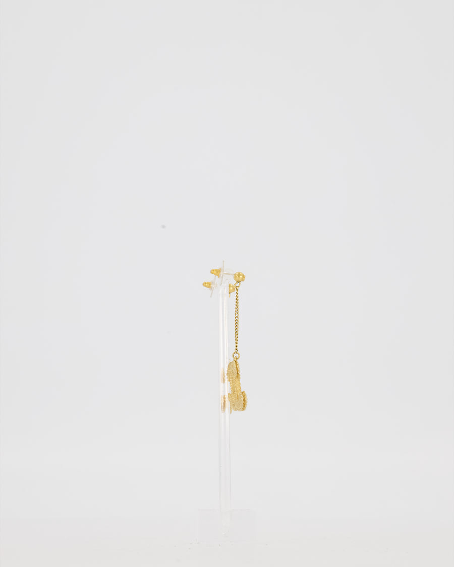 Chanel Gold Baroque CC Logo Large Drop Earrings