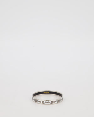 Hermès Enamel Printed Narrow Grand Apparat Bangle in White and Silver Hardware