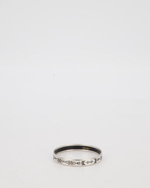 Hermès Enamel Printed Narrow Grand Apparat Bangle in White and Silver Hardware