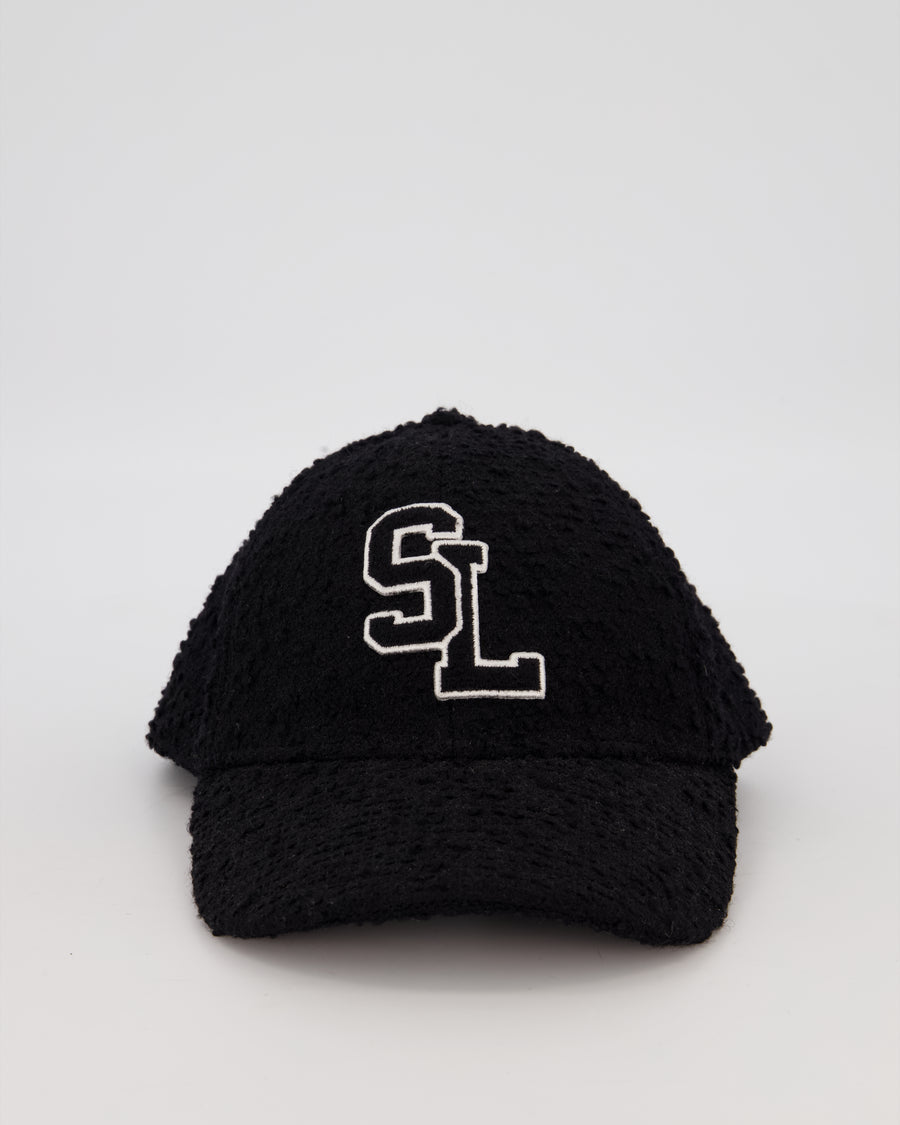 Saint Laurent Boucle Tweed Baseball Cap with SL Initials on the Front Size 56