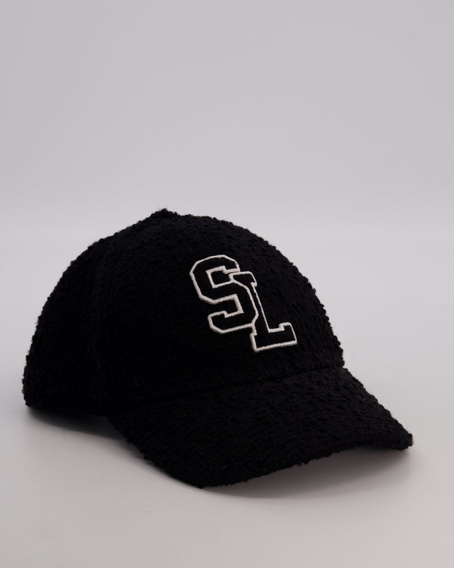 Saint Laurent Boucle Tweed Baseball Cap with SL Initials on the Front Size 56