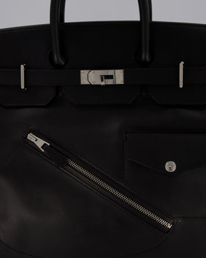 *RARE* Hermès Haut à Courroies HAC 40 Rock Bag in Noir Volupto Leather with Palladium Hardware