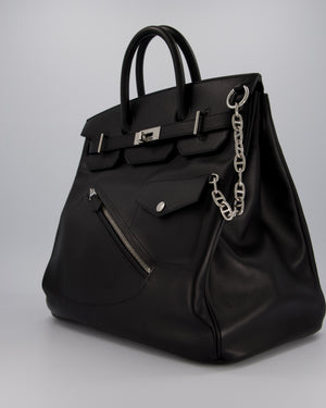 *RARE* Hermès Haut à Courroies HAC 40 Rock Bag in Noir Volupto Leather with Palladium Hardware