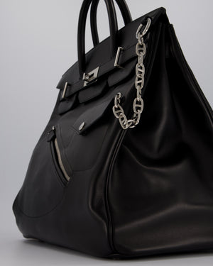 *RARE* Hermès Haut à Courroies HAC 40 Rock Bag in Noir Volupto Leather with Palladium Hardware