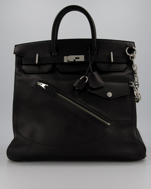 *RARE* Hermès Haut à Courroies HAC 40 Rock Bag in Noir Volupto Leather with Palladium Hardware