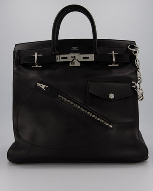 *RARE* Hermès Haut à Courroies HAC 40 Rock Bag in Noir Volupto Leather with Palladium Hardware