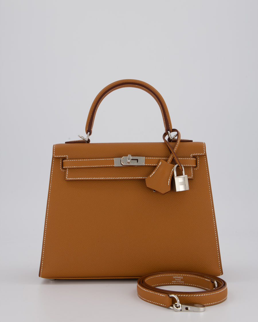Hermès Kelly 25 Sellier Bag in Gold Epsom Leather with Palladium Hardware