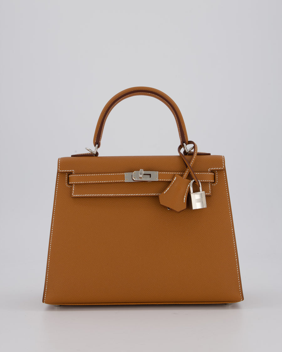 Hermès Kelly 25 Sellier Bag in Gold Epsom Leather with Palladium Hardware