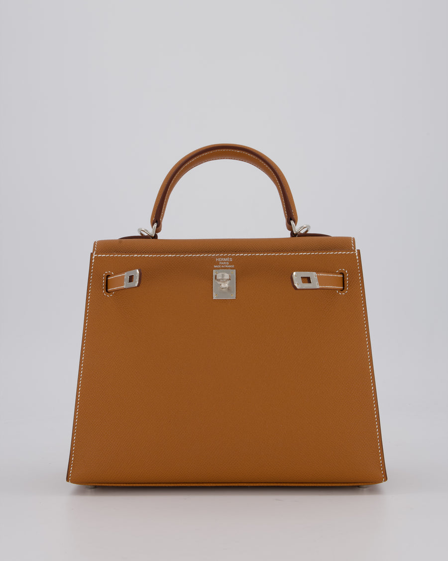 Hermès Kelly 25 Sellier Bag in Gold Epsom Leather with Palladium Hardware
