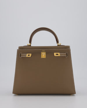 *HOLY GRAIL* Hermès Kelly 25 Sellier Bag in Etoupe Epsom Leather and Gold Hardware