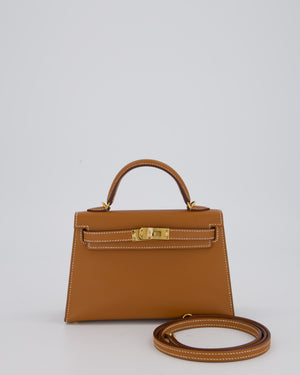 Hermès Mini Kelly II 20 Bag in Gold Epsom Leather with Gold Hardware