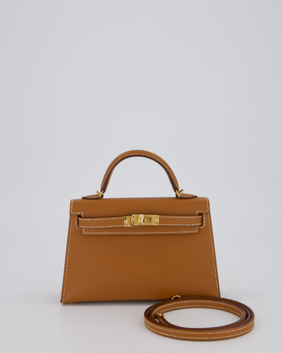 Hermès Mini Kelly II 20 Bag in Gold Epsom Leather with Gold Hardware