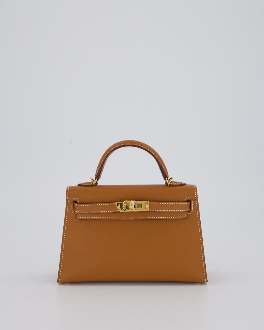 Hermès Mini Kelly II 20 Bag in Gold Epsom Leather with Gold Hardware