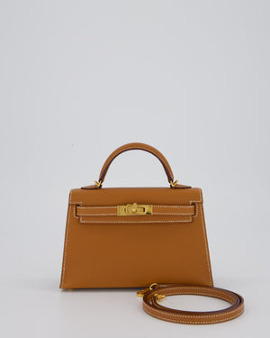 Hermès Mini Kelly II 20 Bag in Gold Epsom Leather with Gold Hardware