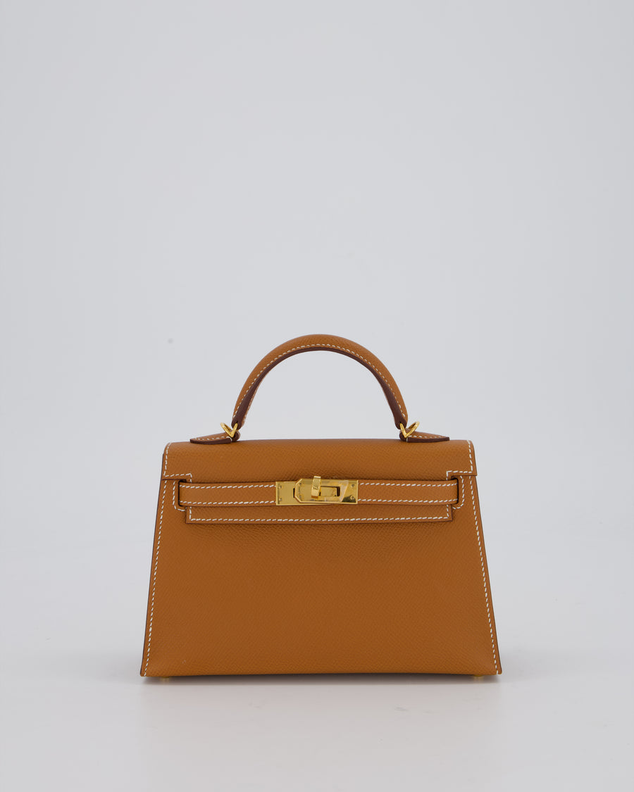 Hermès Mini Kelly II 20 Bag in Gold Epsom Leather with Gold Hardware