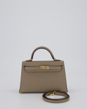 *SUPER RARE* Hermès HSS Mini Kelly II 20 Bag in Gris Tourterelle & Gris Perle Interior Epsom Leather with Permabrass Hardware