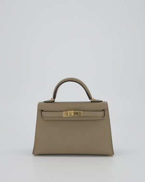 *SUPER RARE* Hermès HSS Mini Kelly II 20 Bag in Gris Tourterelle & Gris Perle Interior Epsom Leather with Permabrass Hardware