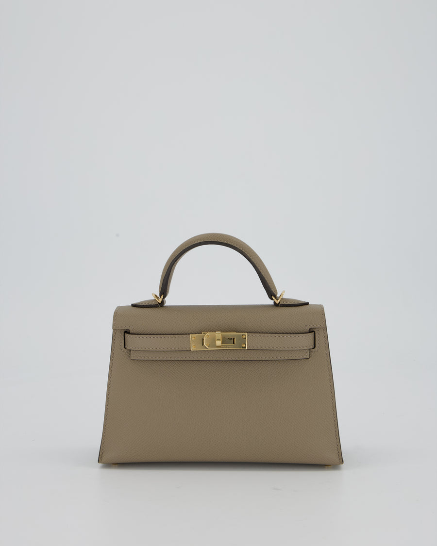 *SUPER RARE* Hermès HSS Mini Kelly II 20 Bag in Gris Tourterelle & Gris Perle Interior Epsom Leather with Permabrass Hardware