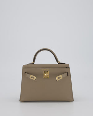 *SUPER RARE* Hermès HSS Mini Kelly II 20 Bag in Gris Tourterelle & Gris Perle Interior Epsom Leather with Permabrass Hardware