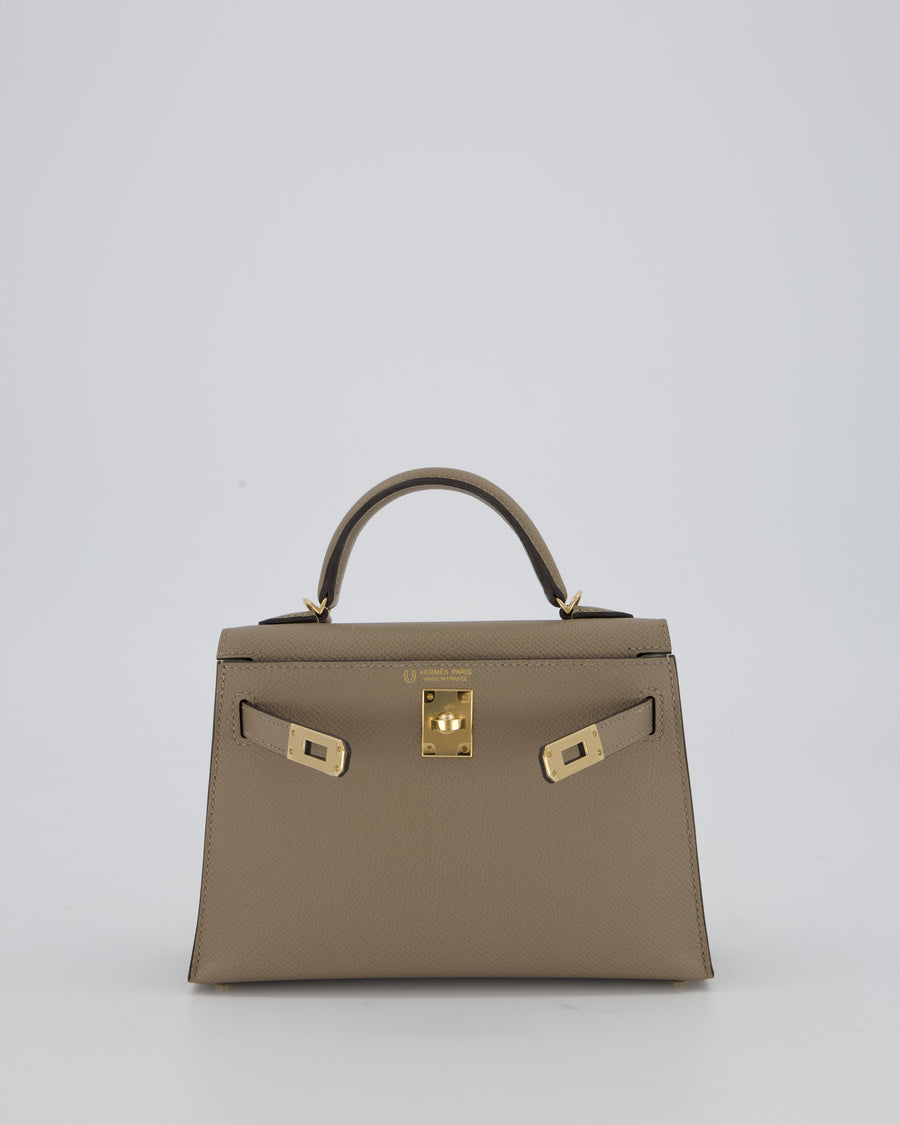 *SUPER RARE* Hermès HSS Mini Kelly II 20 Bag in Gris Tourterelle & Gris Perle Interior Epsom Leather with Permabrass Hardware