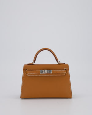 *NEW STAMP* Hermès Mini Kelly II 20 Bag in Gold Epsom Leather with Palladium Hardware