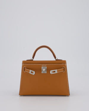 *NEW STAMP* Hermès Mini Kelly II 20 Bag in Gold Epsom Leather with Palladium Hardware