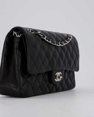Chanel Medium Black Classic Double Flap Bag in Lambskin Leather with Silver Hardware
